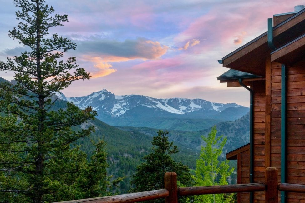 1471 Jungfrau outside twilight - Windcliff Vacation Rental Homes in Estes Park