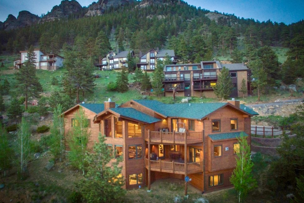 1471 Jungfrau Outside View at Twilight - Windcliff Vacation Rental Homes in Estes Park